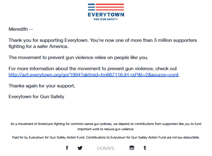 Everytown for Gun Safety Welcome Email
