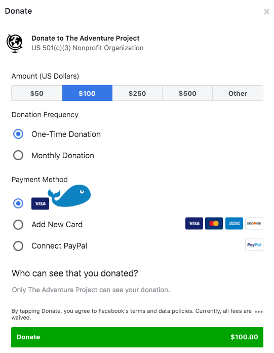 Facebook for Nonprofits Donation Button