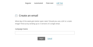 mailchimp ab test create an email